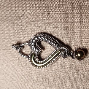 Vintage Brighton Brass & Silver-Tone Heart Pendant, Pre-loved in EC